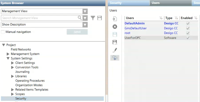 OPC User Software Account