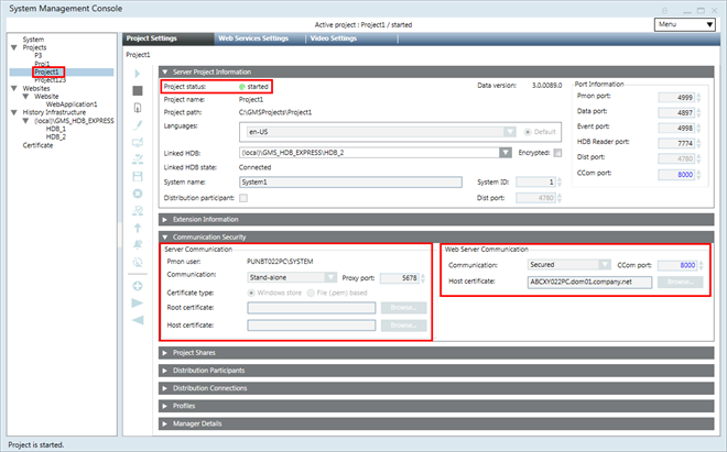 Web Communication Configuration on Server