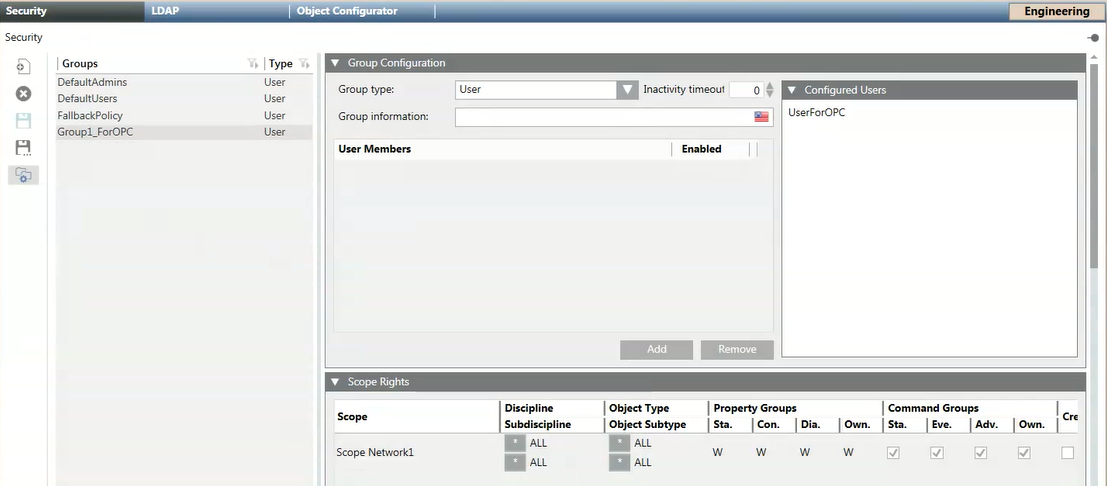 Scope Rights for OPC